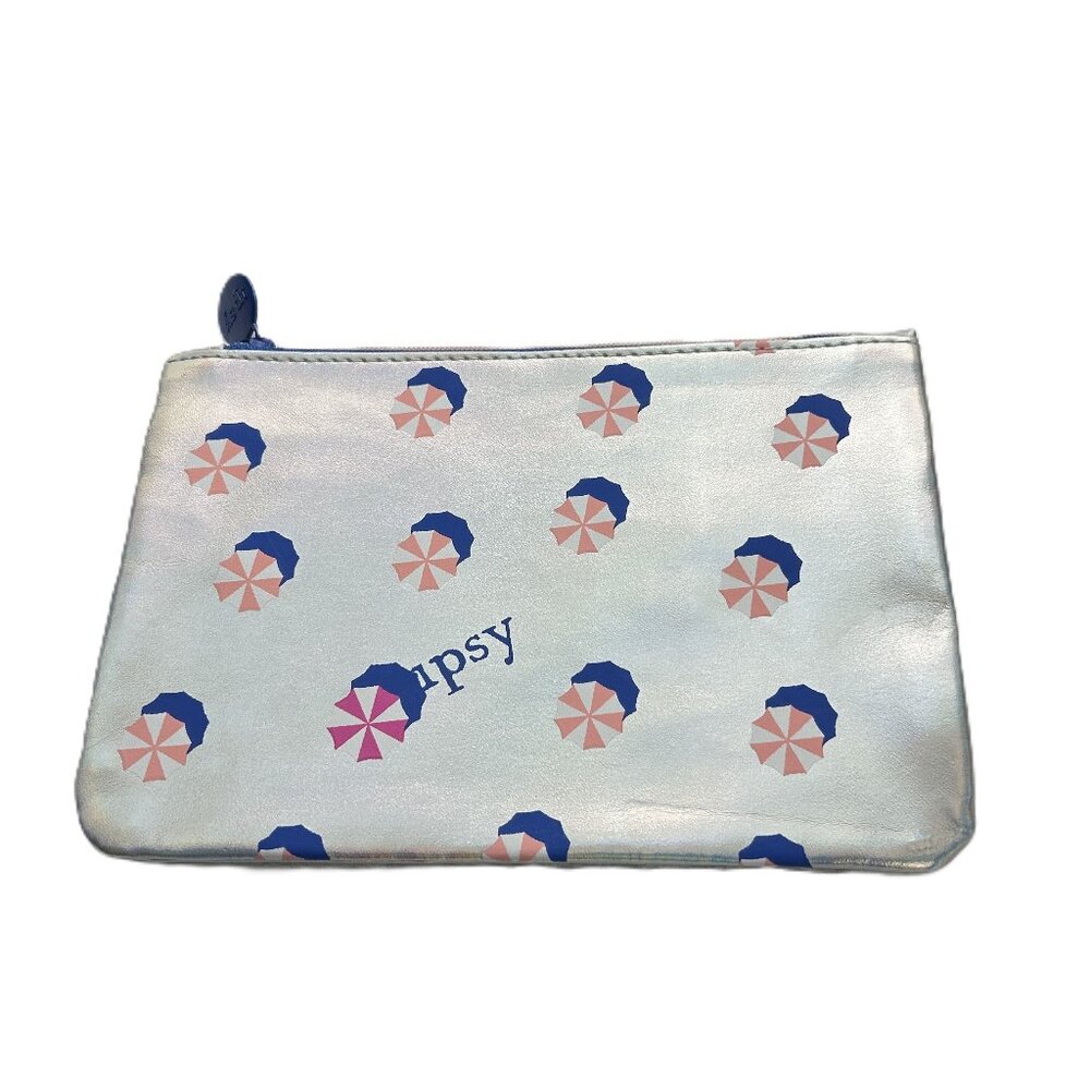 Ipsy Beach Umbrella Silver Cosmetic Bag